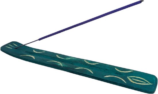 Houten wierookhouder groen 26 cm